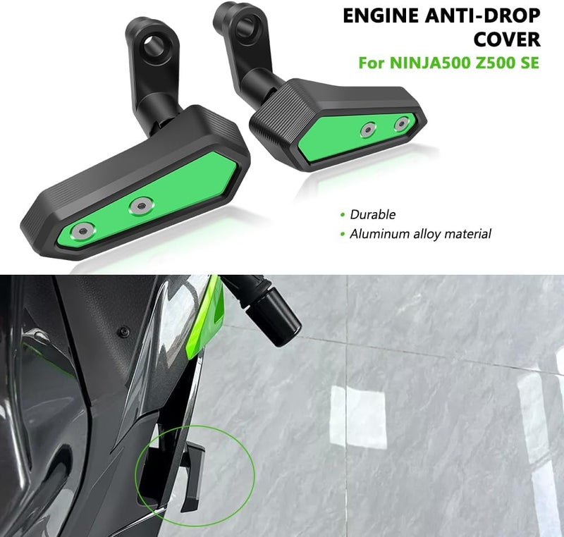VORILES for NINJA500 Z500 SE Ninja 500 z500 se 2024 2025 Accessories Engine Anti-Fall Protection Cover Motorcycle Body Anti-Fall Block Side Cover Protection Frame Slider Impact Engine Drop pad (Green) - Image 3